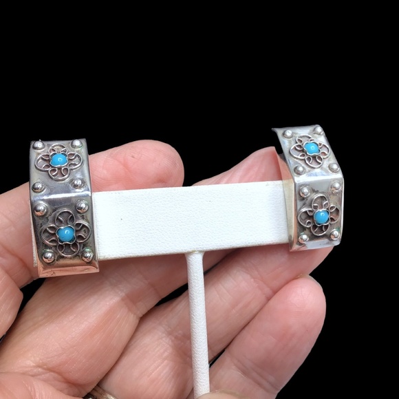 🌺Vintage Taxco Sterling & Turquoise Earrings - Picture 1 of 15